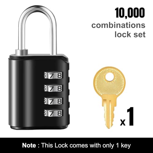 SOLDTRUE 4-Digit Combination Padlock with Backup Key | Heavy Duty Black Metal Security Lock | Resettable Code for Gym Locker, School, Travel, Gate & Storage Use (Black) - Image 2