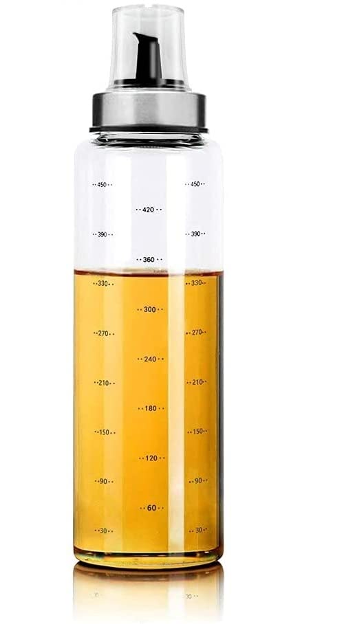 P-PLUS INTERNATIONAL Borosilicate Glass Oil Dispenser with Lid 500ml Transparent (New Pack of 1) - Image 1