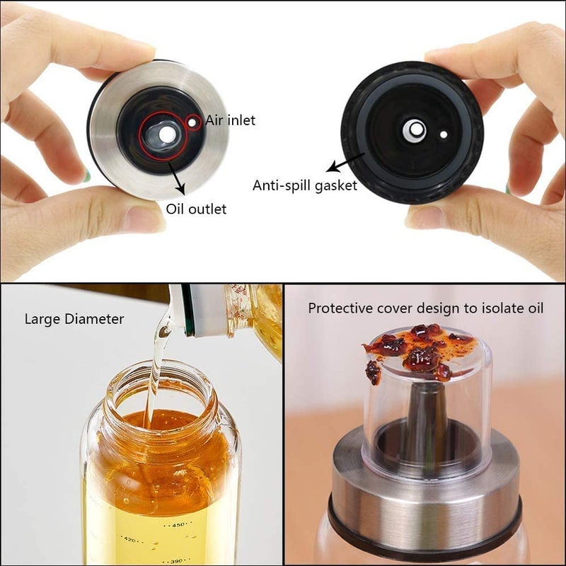 P-PLUS INTERNATIONAL Borosilicate Glass Oil Dispenser with Lid 500ml Transparent (New Pack of 1) - Image 3