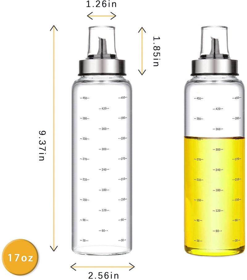 P-PLUS INTERNATIONAL Borosilicate Glass Oil Dispenser with Lid 500ml Transparent (New Pack of 1) - Image 2