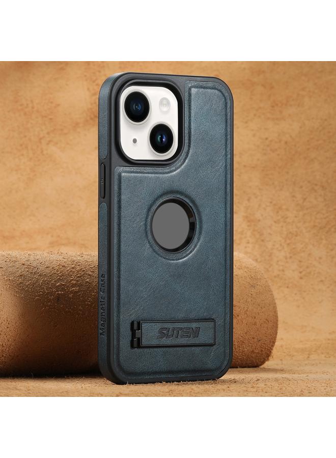Suteni Case For iPhone 13 G2 Magsafe Oil Wax Leather Back Phone Case with Holder - Image 1
