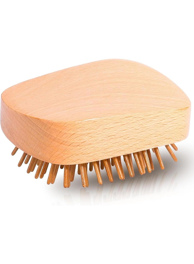 CLENEA Bamboo Hair Brush, Mini Wooden Scalp Massager for Hair Growth, Travel Detangling Air Cushion Brush for Women and Men, Suitable All Hair Types, Easy to Hold - Image 1