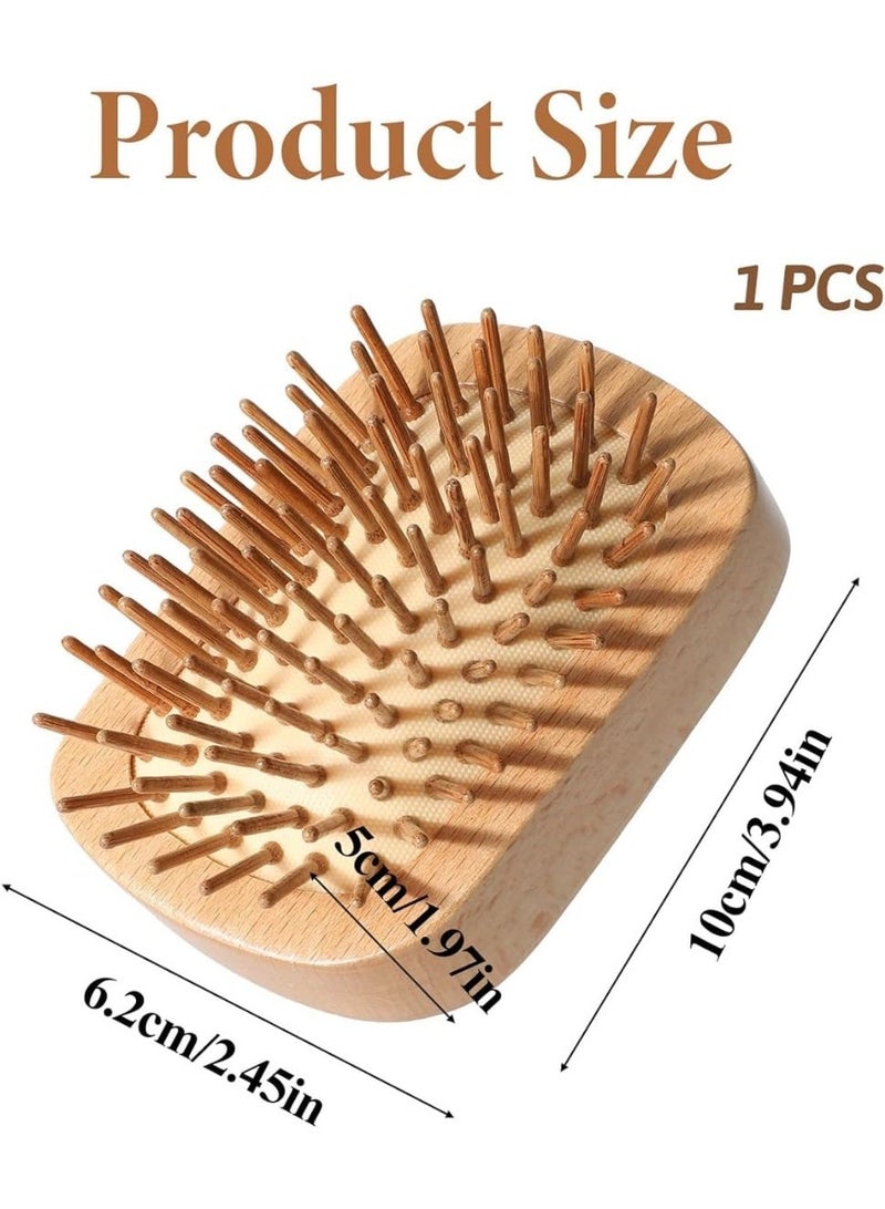 CLENEA Bamboo Hair Brush, Mini Wooden Scalp Massager for Hair Growth, Travel Detangling Air Cushion Brush for Women and Men, Suitable All Hair Types, Easy to Hold - Image 2