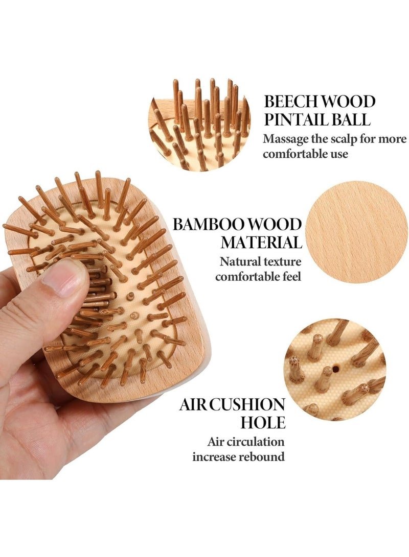 CLENEA Bamboo Hair Brush, Mini Wooden Scalp Massager for Hair Growth, Travel Detangling Air Cushion Brush for Women and Men, Suitable All Hair Types, Easy to Hold - Image 3