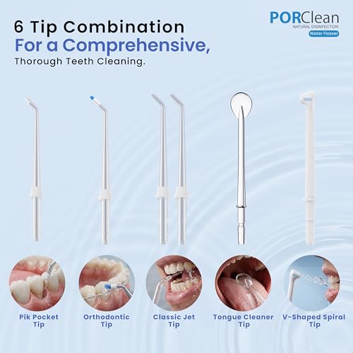 PORClean PRO 200VPro Water Flosser for Teeth – 160 PSI Deep Cleaning, Rechargeable Oral Irrigator for Braces & Gums | 320ml Tank, 6 Tips, USB-C Rechargeable, IPX7 Waterproof | Dental Flosser – 1 Year Warranty - Image 3