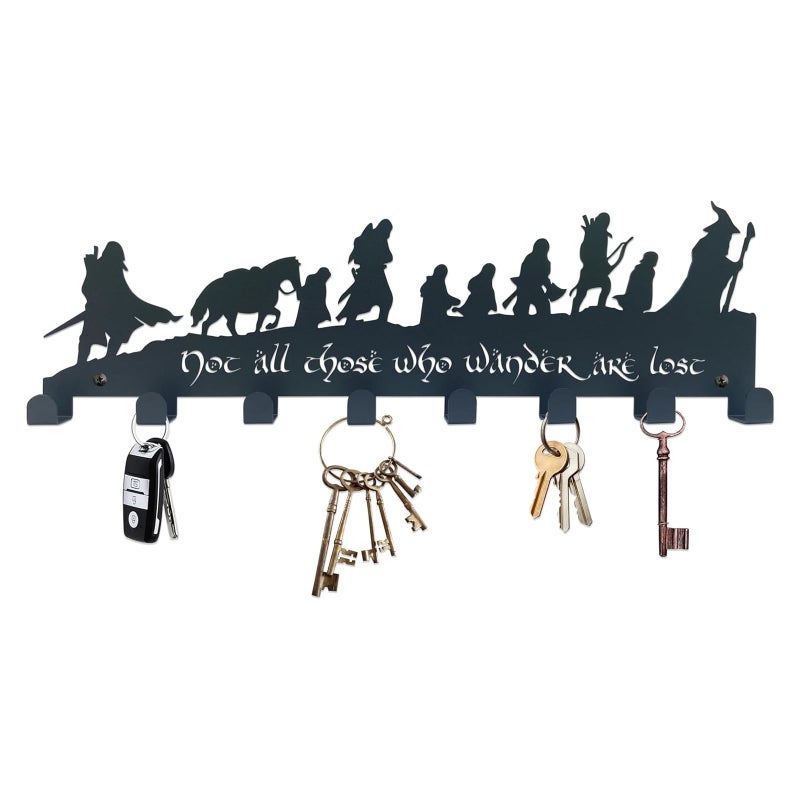 Entryway Silhouette Tin Sign Wall Key Storage Hook, Black