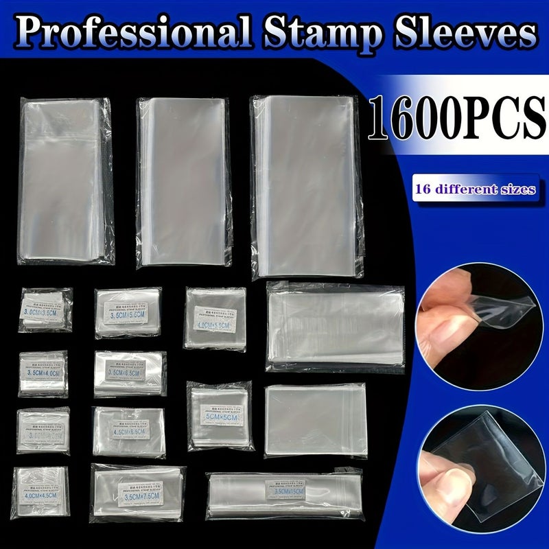 1600pcs OPP Bags for Stamp Protection 16 Different Models 100pcs Each Ideal for Collecting Storing Displaying Stamps Storage Pouches Suitable for All Stamp Sizes - Image 2