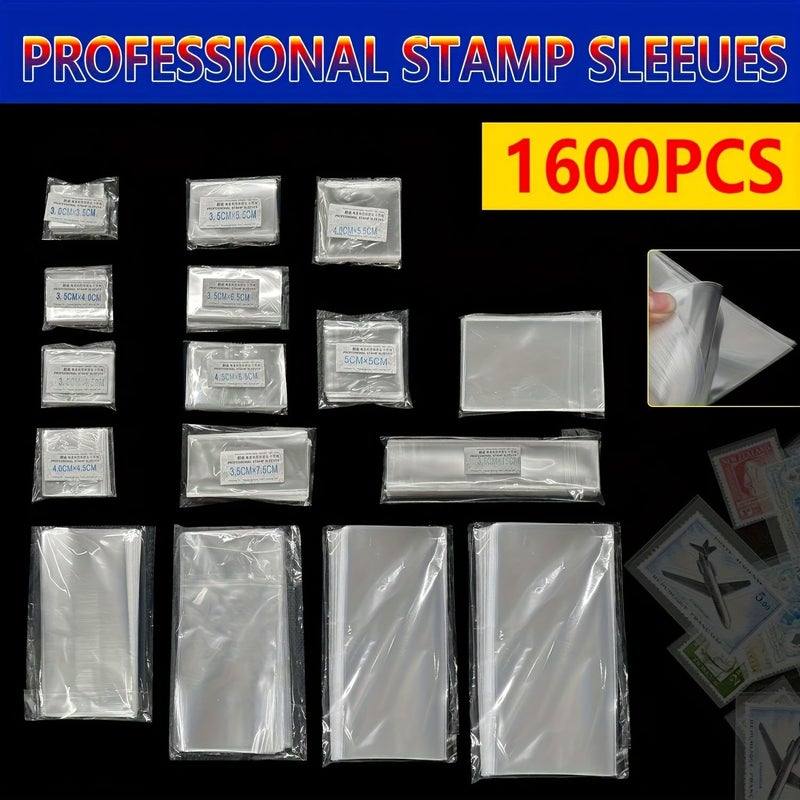 1600pcs OPP Bags for Stamp Protection 16 Different Models 100pcs Each Ideal for Collecting Storing Displaying Stamps Storage Pouches Suitable for All Stamp Sizes - Image 5