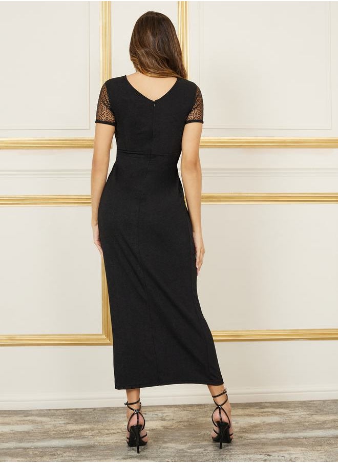Styli - Sequin Gathered Detail Sheath Maxi Dress - Image 1