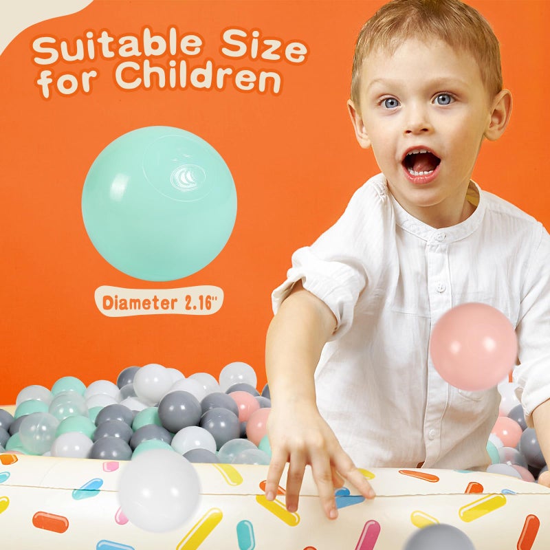 TRENDBOX Ball Pit Balls 100 - Macaron Colors Balls for Ball Pit  Play Tent Baby Playhouse Pool Birthday Party Decoration (M-Green  Pink  Gray  White&Clear) - Image 3