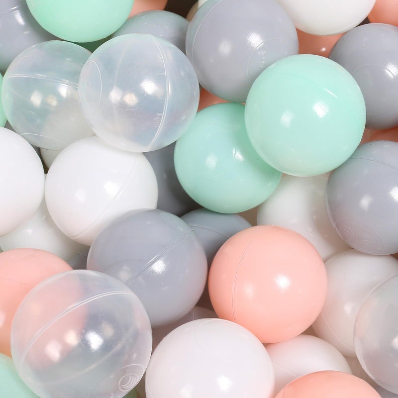 TRENDBOX Ball Pit Balls 100 - Macaron Colors Balls for Ball Pit  Play Tent Baby Playhouse Pool Birthday Party Decoration (M-Green  Pink  Gray  White&Clear) - Image 1