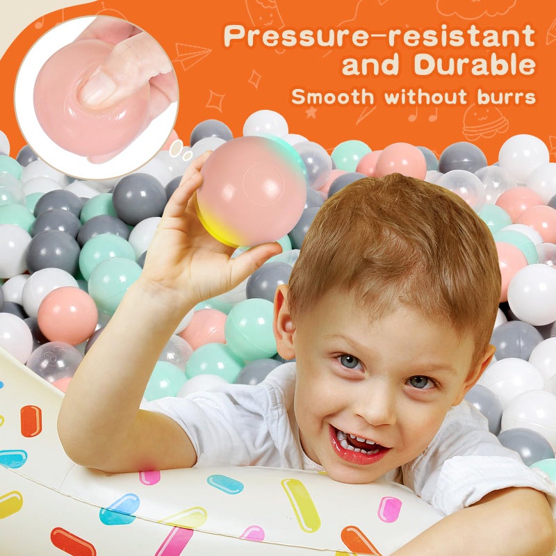 TRENDBOX Ball Pit Balls 100 - Macaron Colors Balls for Ball Pit  Play Tent Baby Playhouse Pool Birthday Party Decoration (M-Green  Pink  Gray  White&Clear) - Image 5