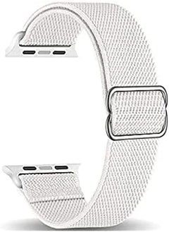 Single Ring Rubber Nylon Band for Apple Watch 45/49mm Series 8 and 8 Ultra Braided White Adjustable