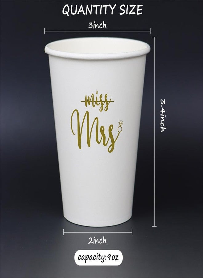 Geloar Bridal Shower Party Cups, 20 Pack 9oz Gold From Miss To Mrs Disposable Paper Party Cups for Engagement Bachelorette Rehearsal Dinner Wedding (Miss Mrs Cups) - Image 3