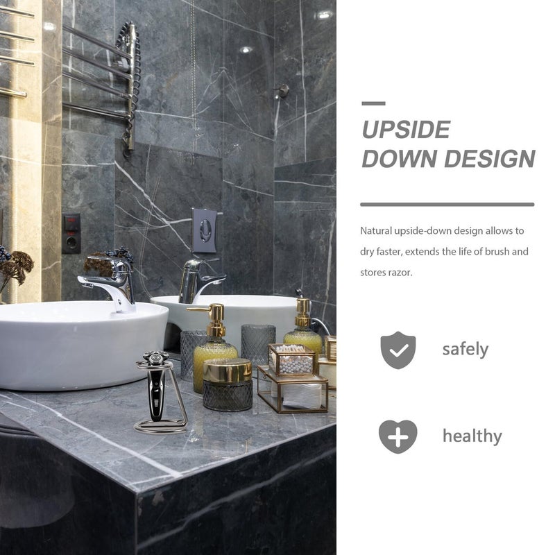 Mens Shaving Brush and Razor Holder Stand Ferroalloy Bathroom Storage Shelf - Image 4