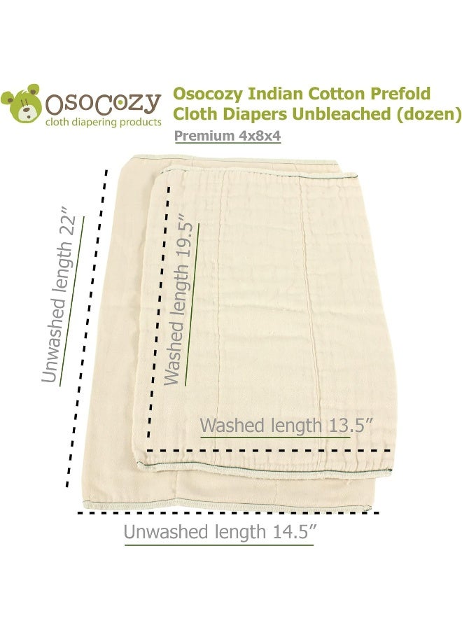 OsoCozy حفاضات قماش قابلة لإعادة الاستخدام من أوسوكوزي غير مبيضة - 100% قطن، متينة، ناعمة، ماصة، مستدامة واقتصادية - 14.5"x22"، تناسب 15-30 رطل - (ممتاز 4x8x4) - Image 3