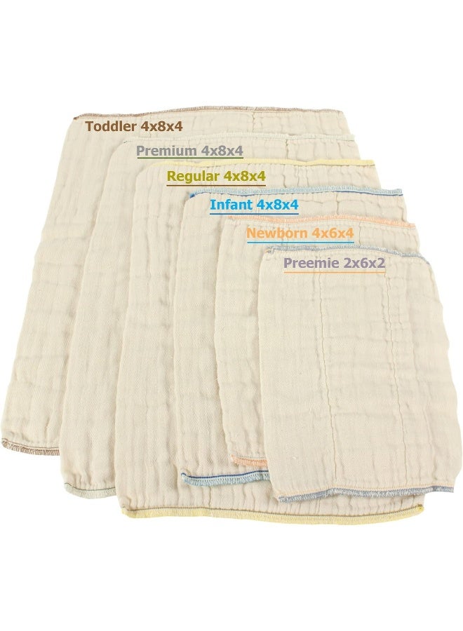 OsoCozy حفاضات قماش قابلة لإعادة الاستخدام من أوسوكوزي غير مبيضة - 100% قطن، متينة، ناعمة، ماصة، مستدامة واقتصادية - 14.5"x22"، تناسب 15-30 رطل - (ممتاز 4x8x4) - Image 4