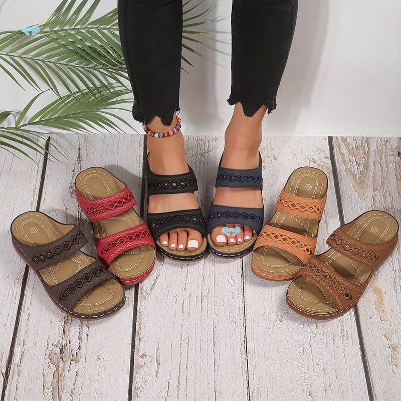 [Soft Sole Platform Sandals] Comfort Soft Sole Double Bands - Image 2