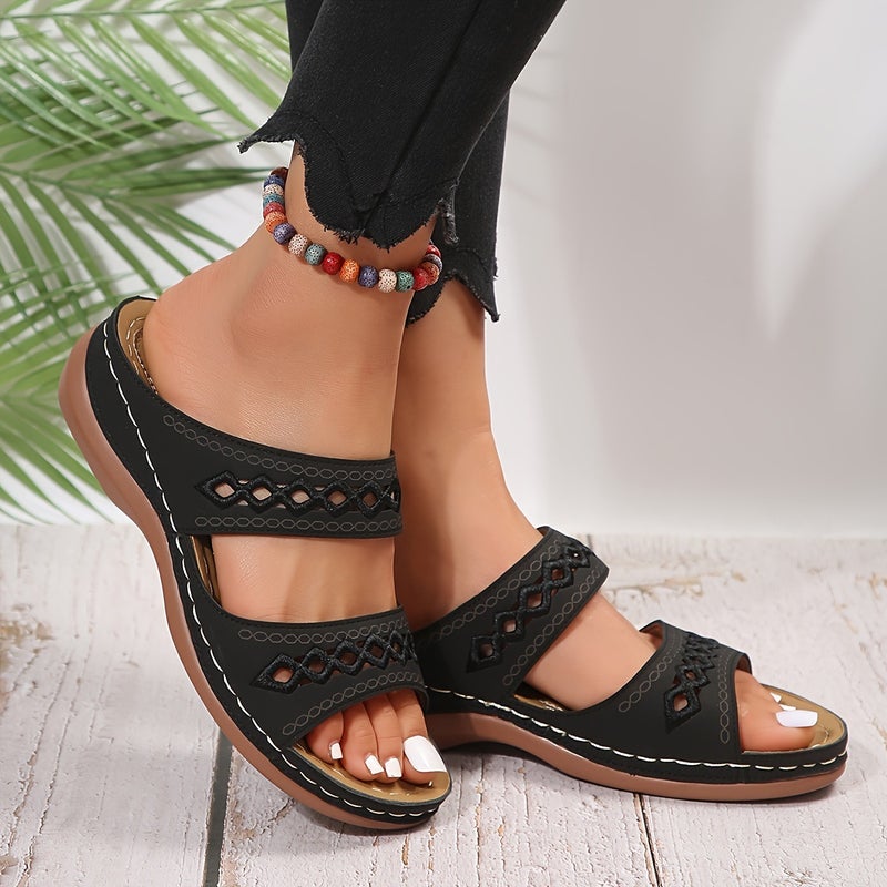 [Soft Sole Platform Sandals] Comfort Soft Sole Double Bands - Image 3