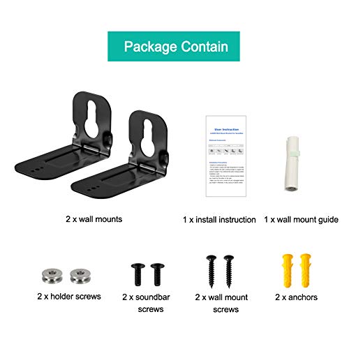 Yimaut Wall Mount Bracket for Samsung Soundbar HW-B550 B450 Q990B Q990C Q800B S60A N950 MS750 MS751 HW-MS650 HW-A55C,2 Pieces Black Sound Bar Wall Bracket with Wall Mounting Hardware Kit and User Instruction - Image 4