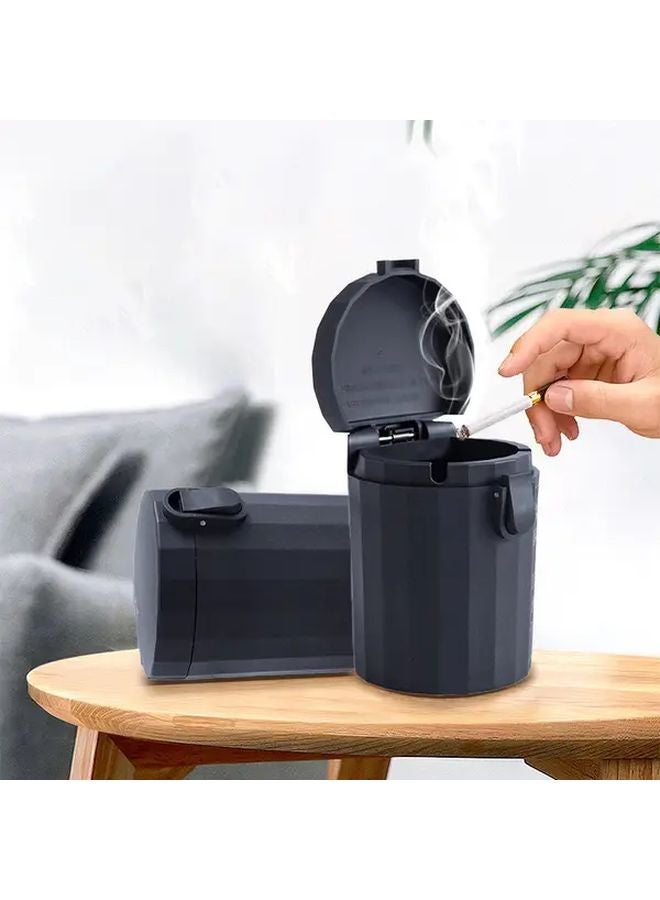Black Windproof Ashtray Durable Sealed Modern Home Decor Creative Gift Idea - Image 2