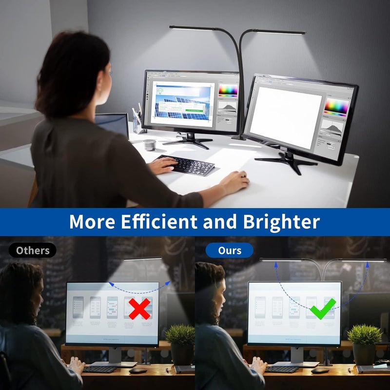 Mojimdo Desk Lamp with Remote, 3 Color & 5 Brightness & 77LED Dimmable Reading Lamp, 15.7'' Flexible Gooseneck with Clamp, Eye-Caring Clip on Light with Adapter for Reading Study Workbench Drafting - Image 4