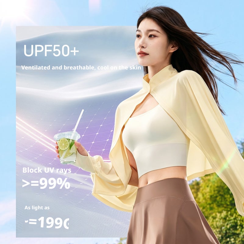 Women's Sun Protection Cape Jacket - Breathable, Quick-Dry, UV-Proof Summer Cover Up - Image 3