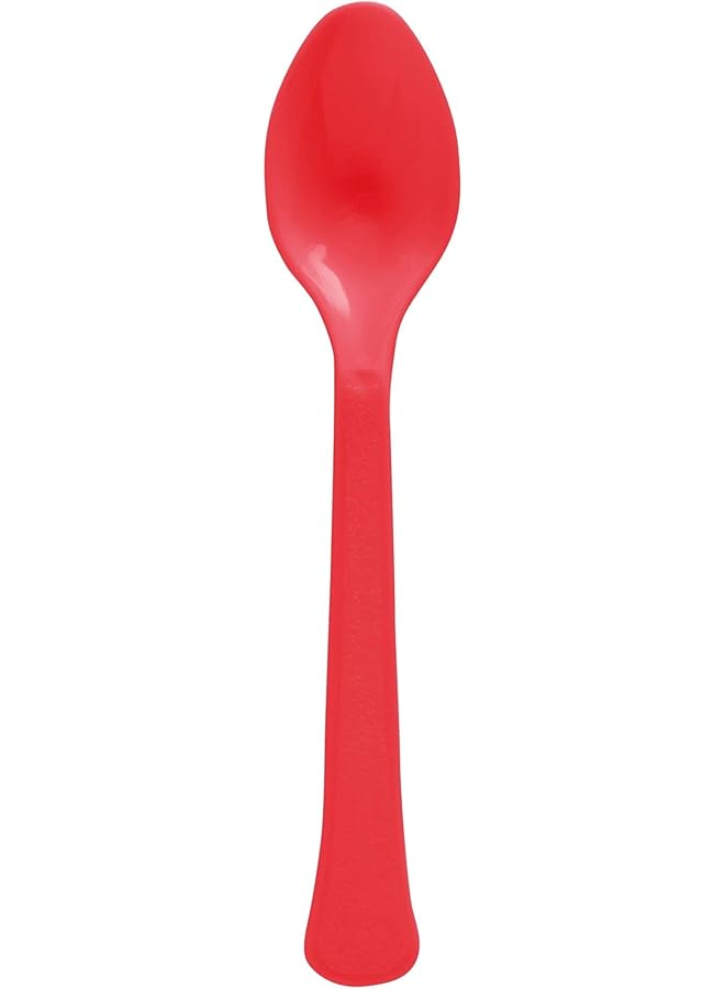 Amscan Red Heavy Weight Plastic Spoons 20Pcs - Image 1