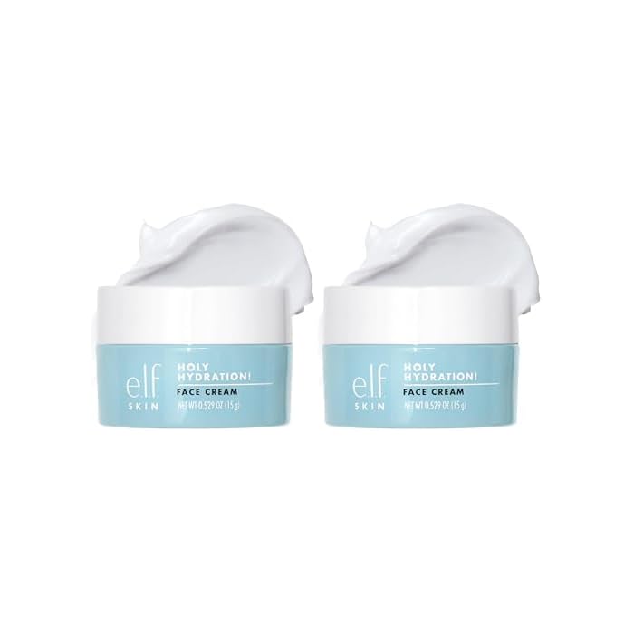 e.l.f. SKIN Mini Holy Hydration! Face Cream, Moisturizer For Nourishing & Plumping Skin, Infused With Hyaluronic Acid, Vegan & Cruelty-Free, 0.529 Oz (Pack of 2)