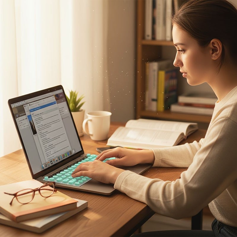 Blue Silicone Keyboard Protector for Macbook Scratch Resistant Easy Clean Raised Grooves Perfect for Long Nails Stylish Protective Sleeve - Image 4