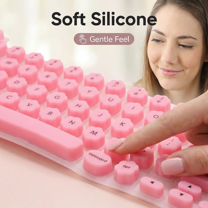 Blue Silicone Keyboard Protector for Macbook Scratch Resistant Easy Clean Raised Grooves Perfect for Long Nails Stylish Protective Sleeve - Image 3