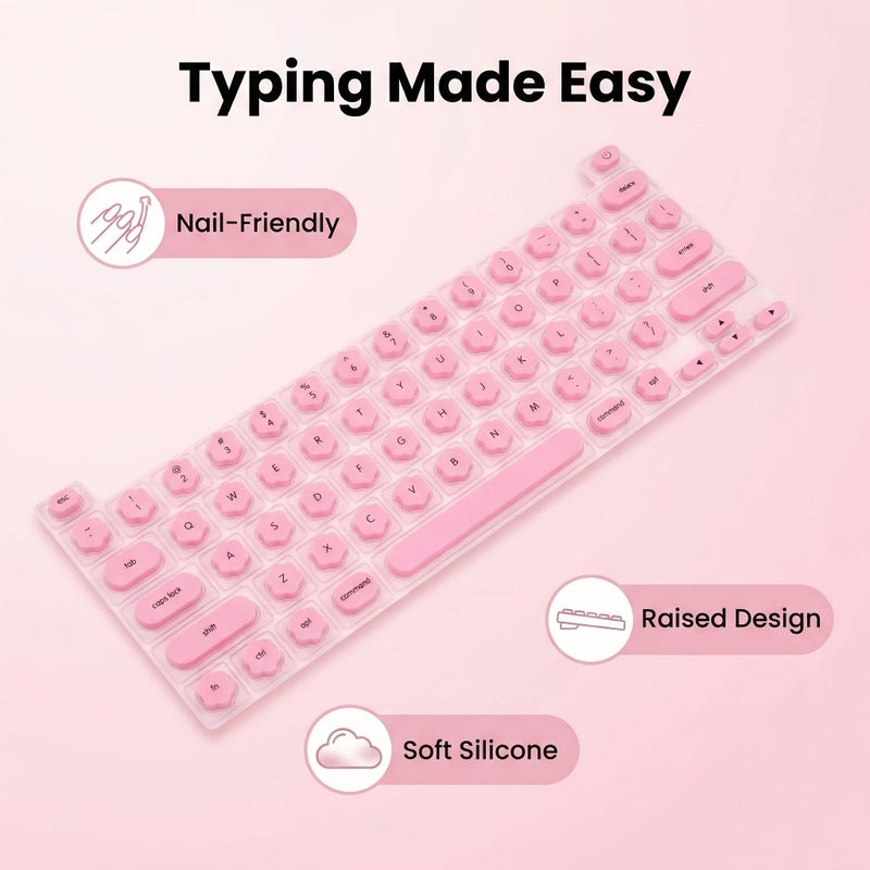 Blue Silicone Keyboard Protector for Macbook Scratch Resistant Easy Clean Raised Grooves Perfect for Long Nails Stylish Protective Sleeve - Image 1