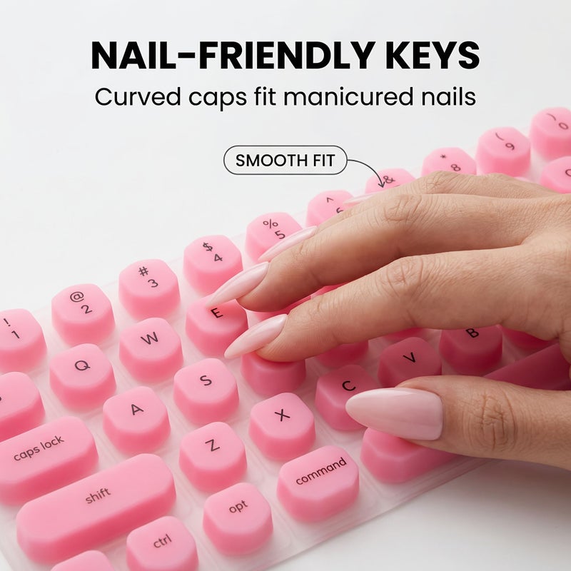 Blue Silicone Keyboard Protector for Macbook Scratch Resistant Easy Clean Raised Grooves Perfect for Long Nails Stylish Protective Sleeve - Image 5