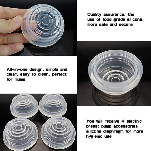 UPIQNG 4Pcs 40MM Breast Pump Diaphragms Replacement Wearable Breast Pump Silicone Diaphragm Electric Breast Pump Cover Accessories,Clear - Image 3