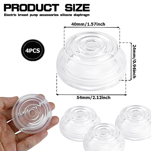 UPIQNG 4Pcs 40MM Breast Pump Diaphragms Replacement Wearable Breast Pump Silicone Diaphragm Electric Breast Pump Cover Accessories,Clear - Image 2