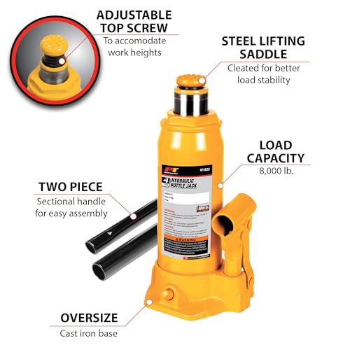 Performance Tool W1623 4-Ton (8,000 lbs.) Heavy Duty Hydraulic Bottle Jack - Image 4