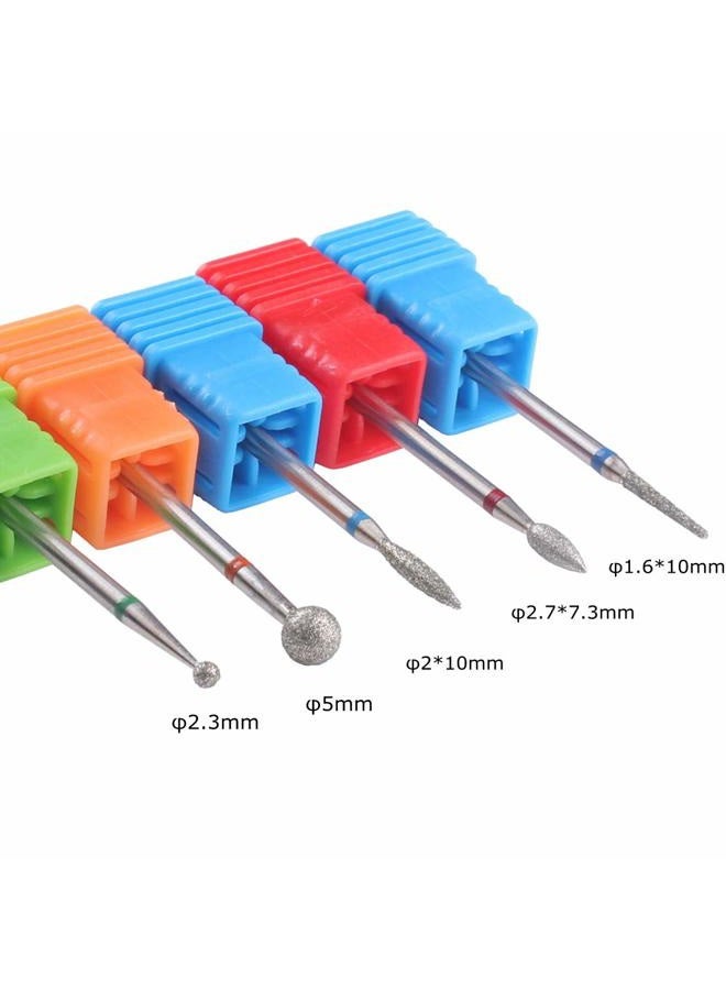 MZCMSL Diamond Cuticle Nail Drill Bits,5pcs Russian Manicure Drill Bits(Ball/Flame/Needle),3/32 Shank Cuticle Remover Bit Kit - Image 2