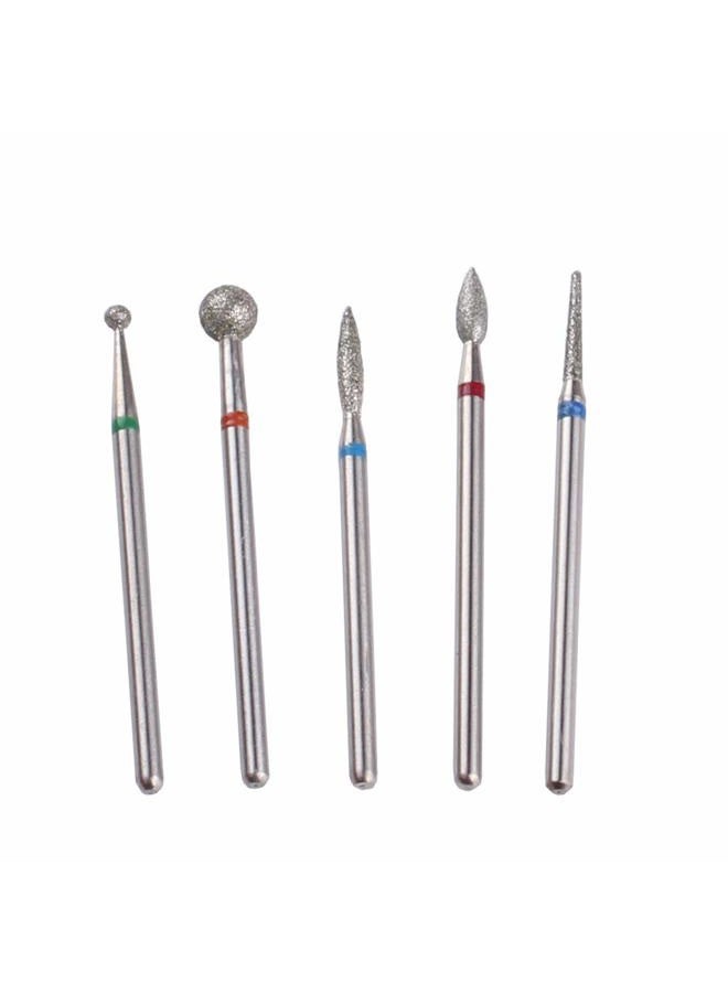 MZCMSL Diamond Cuticle Nail Drill Bits,5pcs Russian Manicure Drill Bits(Ball/Flame/Needle),3/32 Shank Cuticle Remover Bit Kit - Image 3