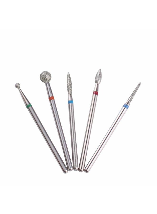 MZCMSL Diamond Cuticle Nail Drill Bits,5pcs Russian Manicure Drill Bits(Ball/Flame/Needle),3/32 Shank Cuticle Remover Bit Kit - Image 5
