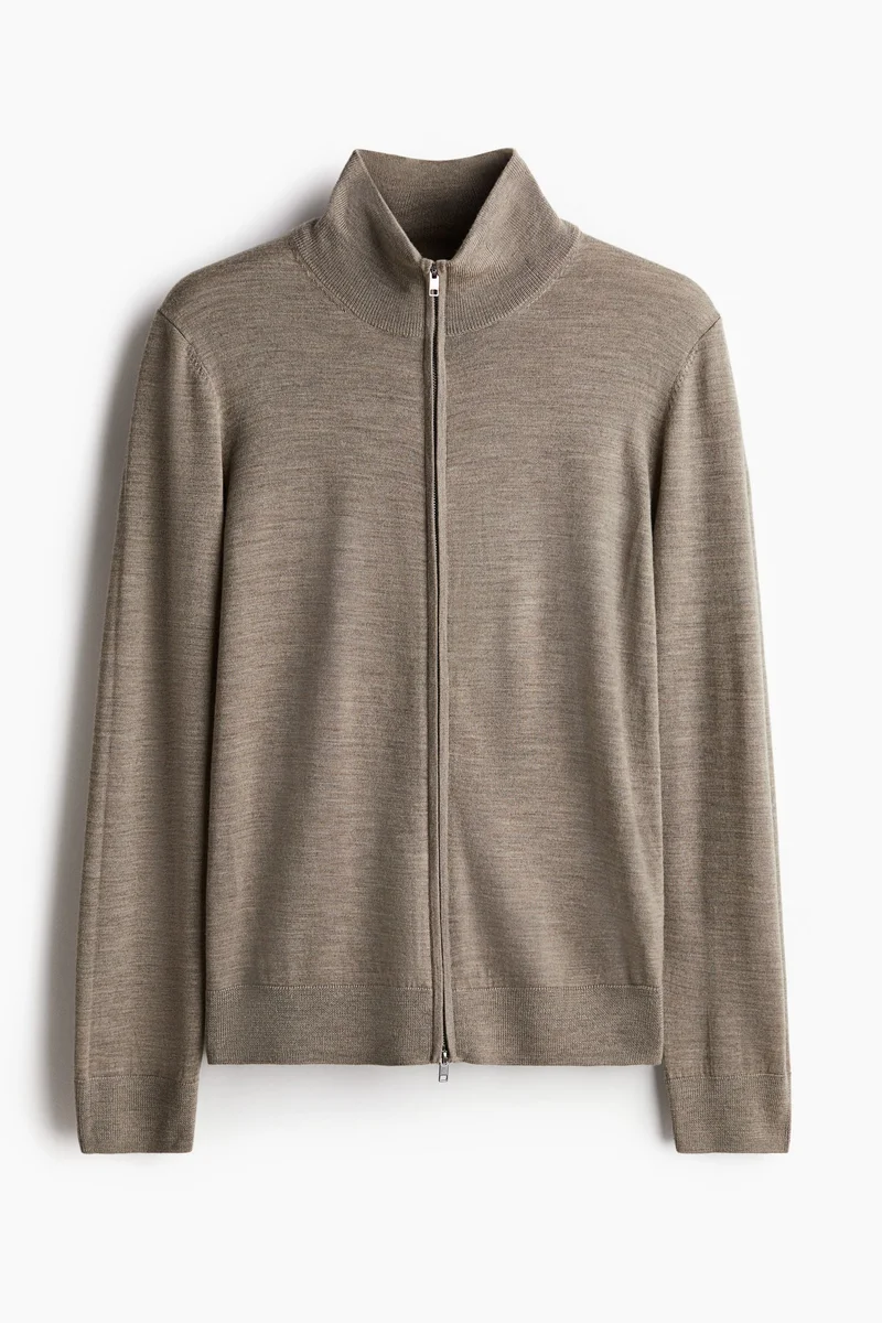 اتش اند ام Slim Fit Zip-Through Merino Wool Cardigan