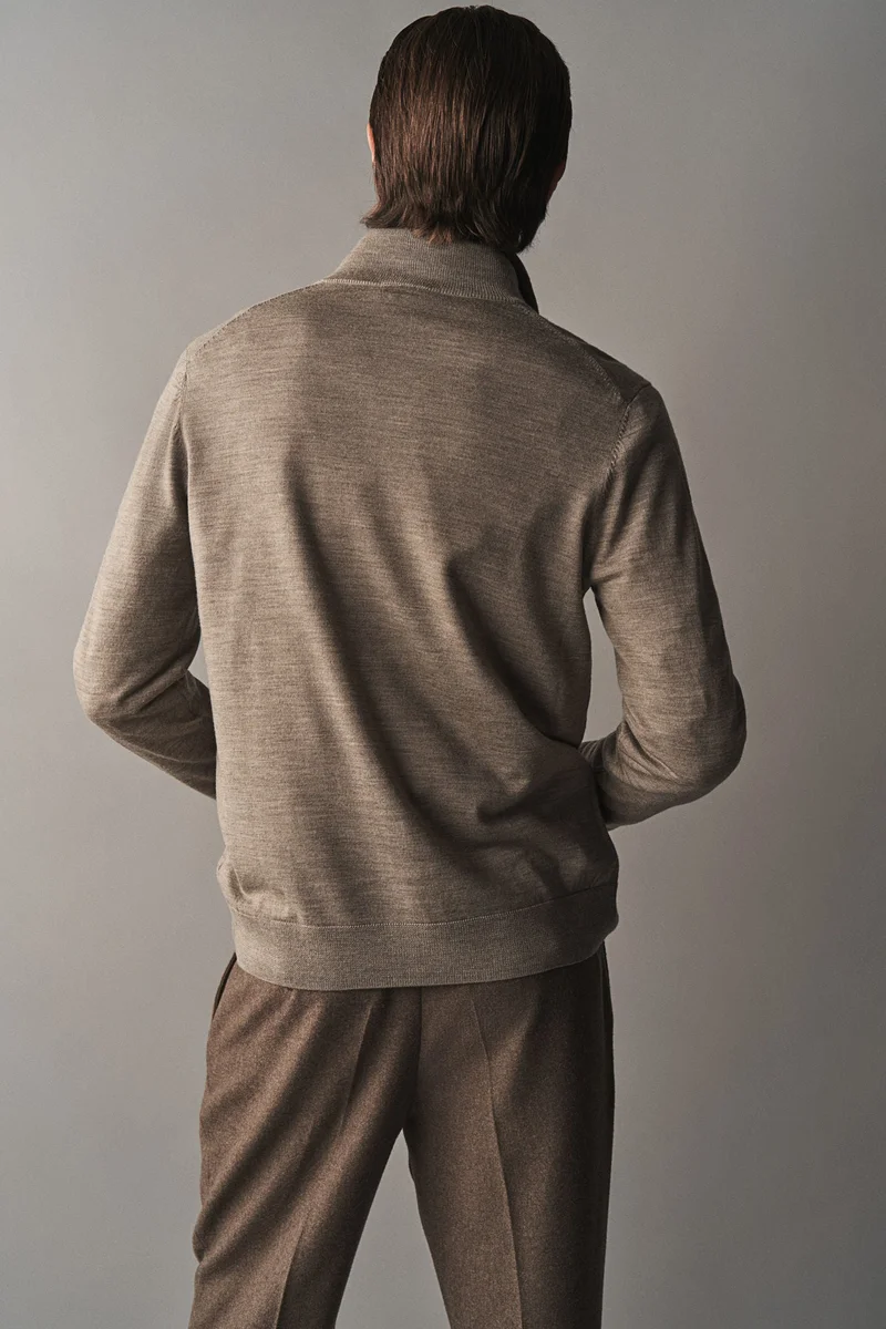 اتش اند ام Slim Fit Zip-Through Merino Wool Cardigan