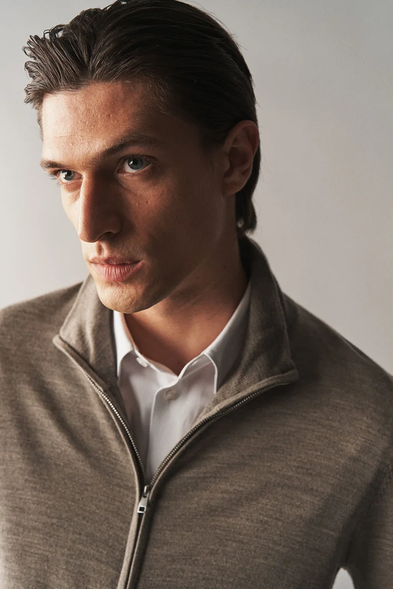اتش اند ام Slim Fit Zip-Through Merino Wool Cardigan