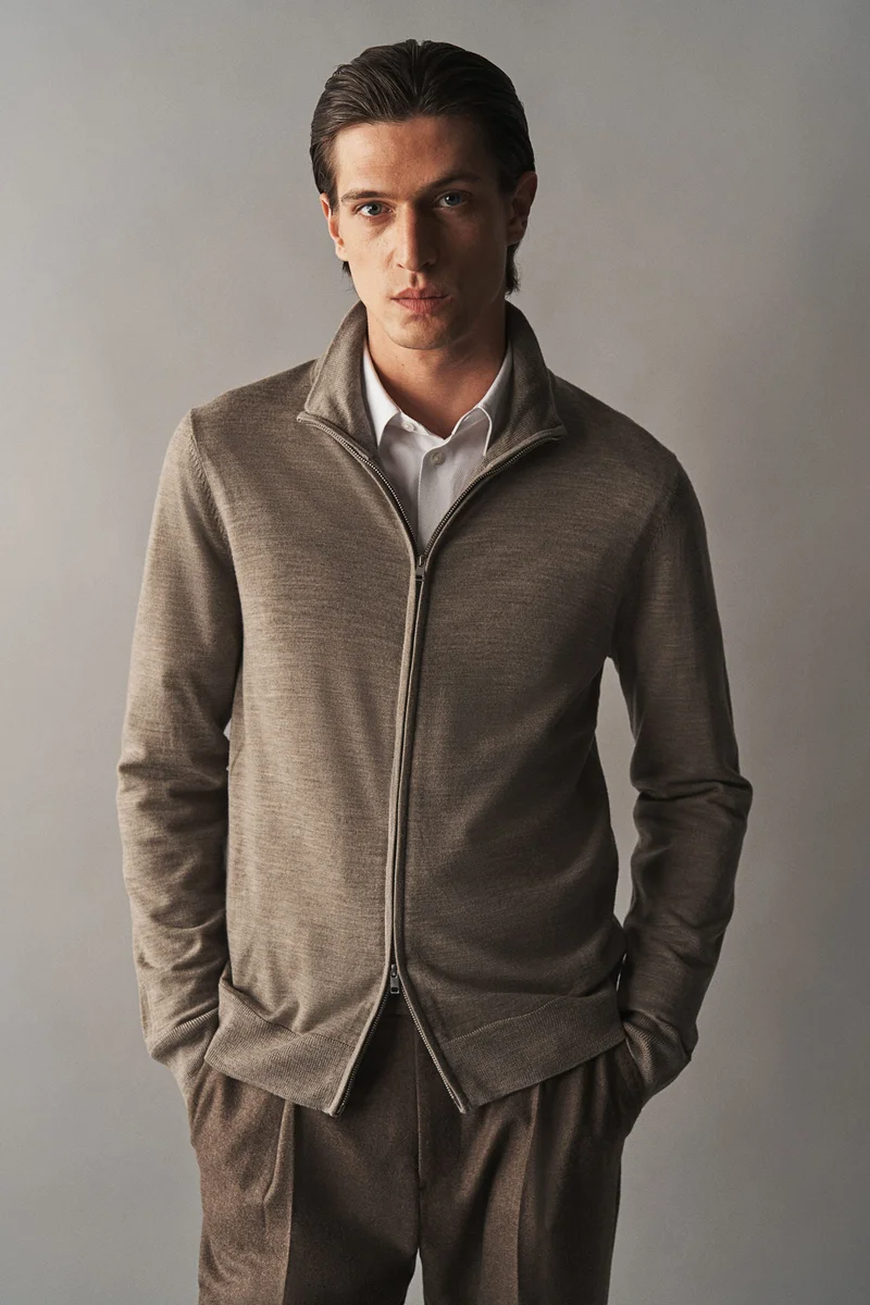 اتش اند ام Slim Fit Zip-Through Merino Wool Cardigan
