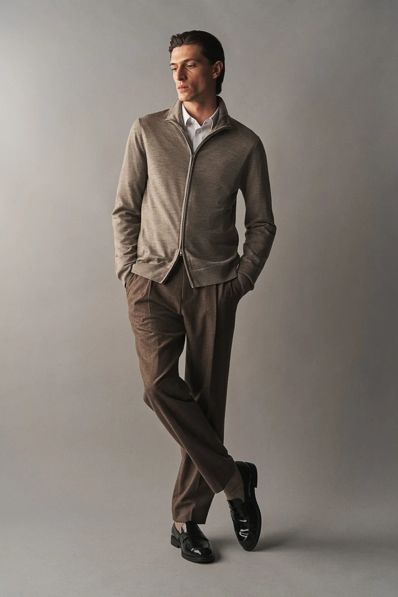 اتش اند ام Slim Fit Zip-Through Merino Wool Cardigan