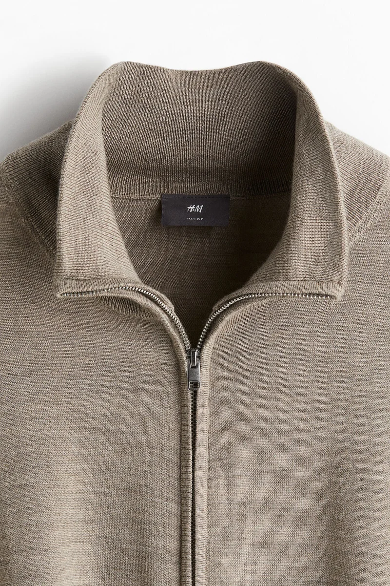 اتش اند ام Slim Fit Zip-Through Merino Wool Cardigan