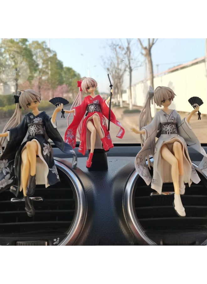 Generic - Second-dimensional Fate Of The Sky Spring Sun Wild Dome Animation Hand-run Kimono Dome Sister Surrounding Japanese Car Ornaments Animation Model-Color:3 Color Dome Girl + Colorful Balloon - Image 1