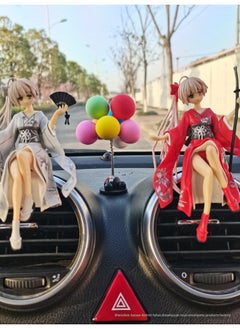 Second-dimensional Fate Of The Sky Spring Sun Wild Dome Animation Hand-run Kimono Dome Sister Surrounding Japanese Car Ornaments Animation Model-Color:3 Color Dome Girl + Colorful Balloon