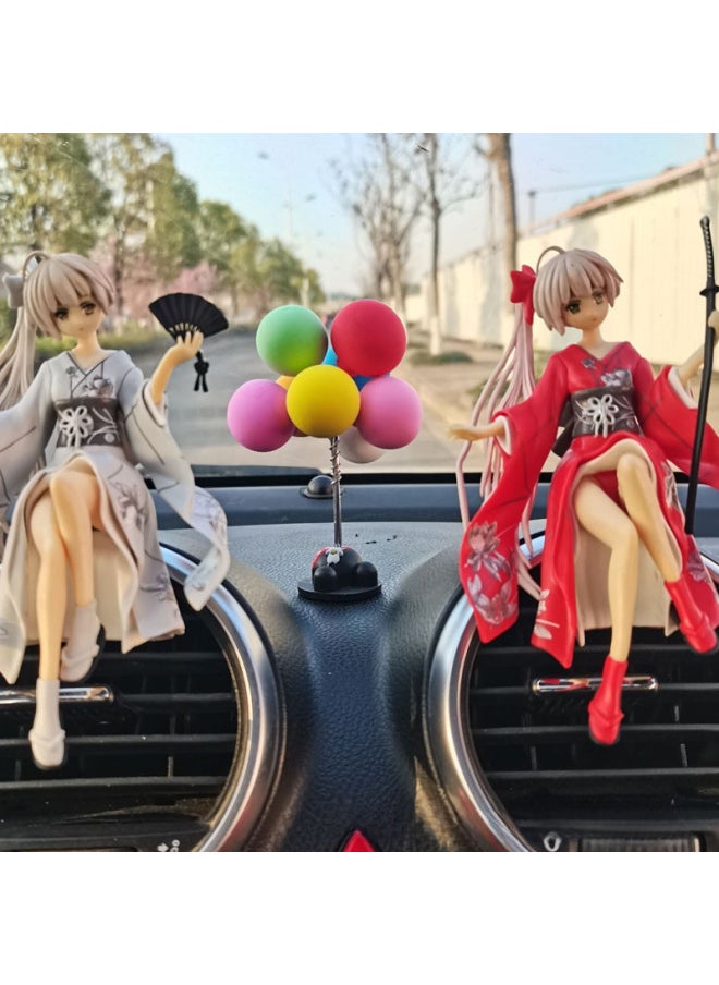 Generic - Second-dimensional Fate Of The Sky Spring Sun Wild Dome Animation Hand-run Kimono Dome Sister Surrounding Japanese Car Ornaments Animation Model-Color:3 Color Dome Girl + Colorful Balloon - Image 1