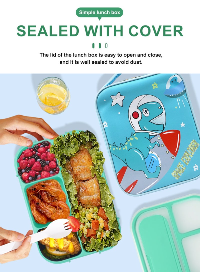 HomarKet Lunch Box Kids Bento Box Lunch Containers for Adults Kids Toddler with Storage Bag,1300ML-4 Compartment Bento thermos Lunch Box Tiffin box,Microwave & Dishwasher & Freezer Safe,BPA Free (Green)  - Image 3