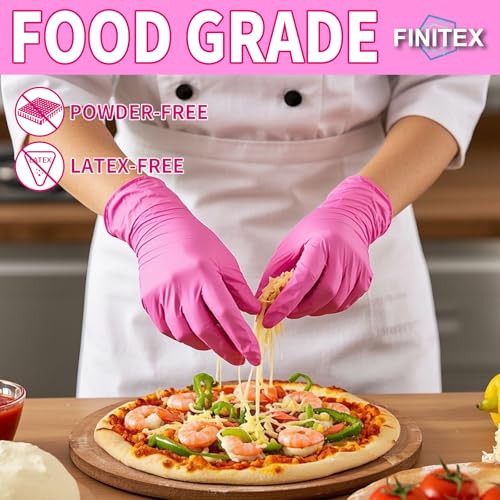 FINITEX Nitrile Disposable Latex-Free Gloves - 3.5mil 100PCS/Box Powder-Free 9inch Guantes de Nitrilo Cleaning Medical Exam Food Cooking Glove (100, Small) - Image 3